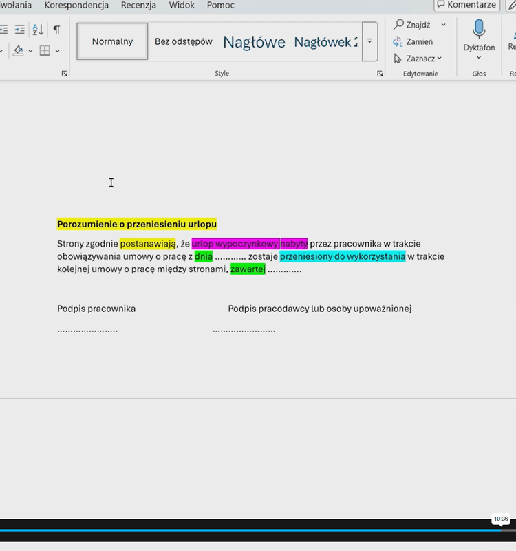 przeniesienie urlopu