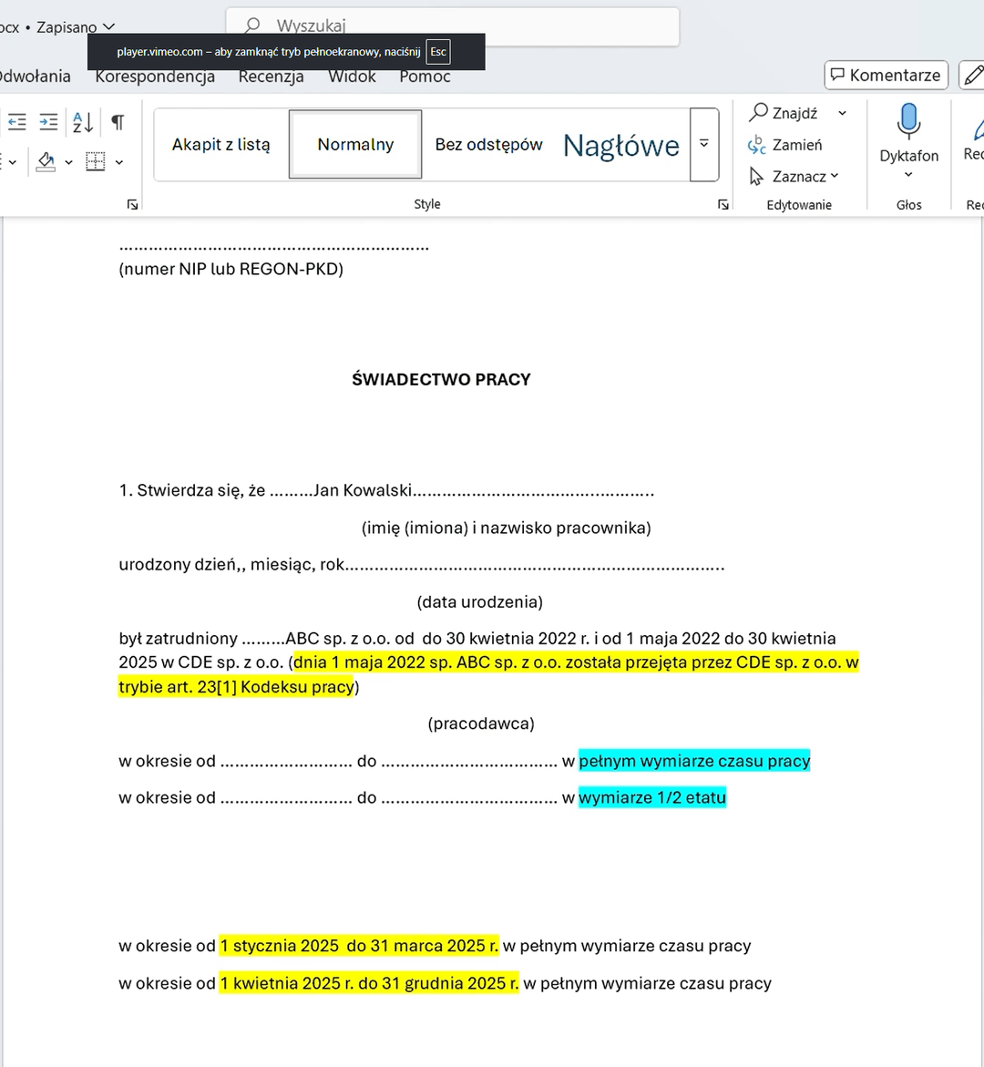 świadectwo pracy pkt 1-5_instrukcja wypełniania