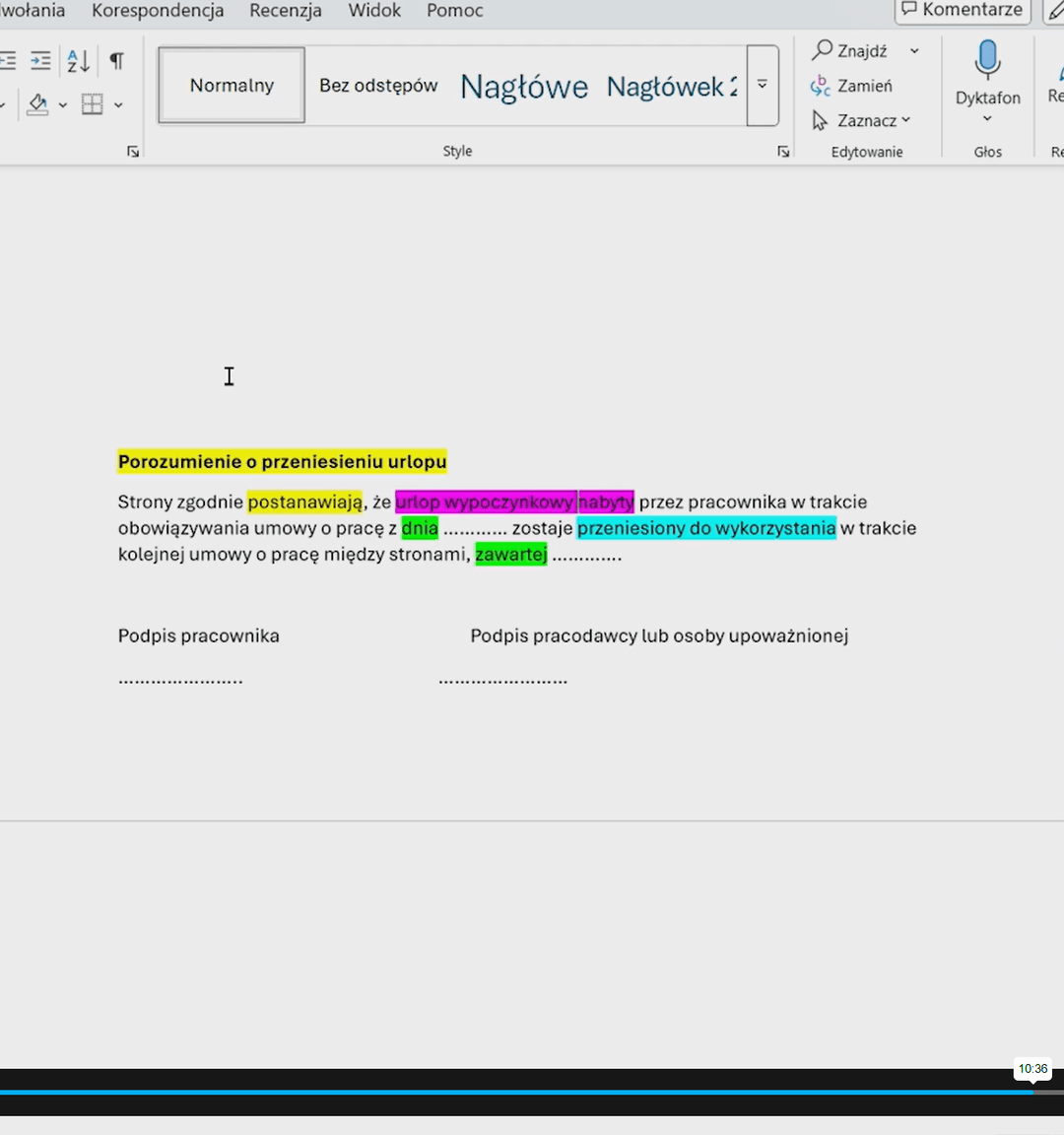 przeniesienie urlopu